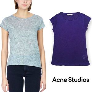 ACNE STUDIOS Copy Linen Tee Royal Purple Shirt Top Tank Marled Light